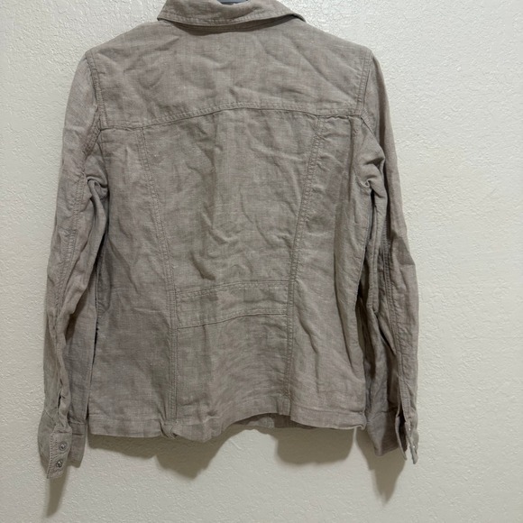 J Jill‎ Linen Blend Button Front Cropped Utility Jacket Beige Size Small - Picture 4 of 12